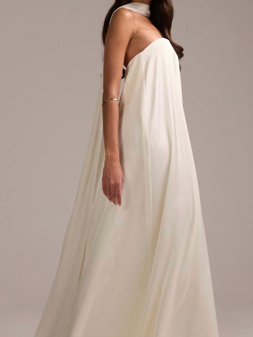 ASOS Strapless Ivory Cascade Maxi Dress